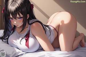 A 3D rendering of a woman in a black lingerie.