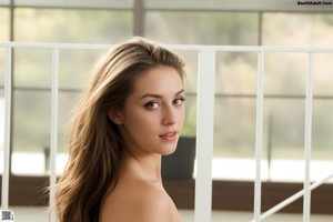 A woman in a red bikini posing by a pool.